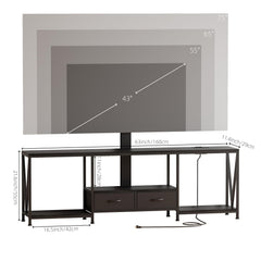 NinPeen 63" W TV Stand with Mount,LED & Charging Station for 55,65,75" TV