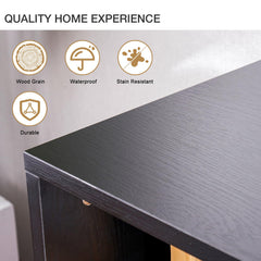 oneinmil Fireplace TV Stand with 36" Electric Fireplace, LED Light Entertainment Center, Modern Wood Texture Entertainment Stand with Highlight Storage Cabinet for TVs Up to 80", 70 inches, Black