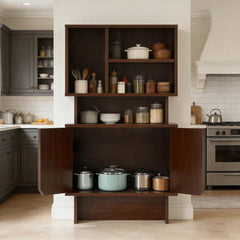 Modular TV Stand for Up to 100 Inch TV, Walnut Entertainment Center