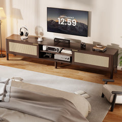 IKALIFE Rattan TV Stand for Living Room Walnut 58"