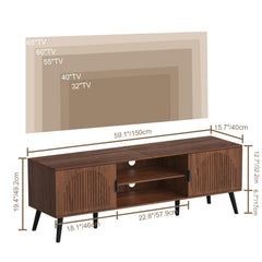 ChooChoo TV Stand with Open Shelves for 65 Inch TVs, Mid Century