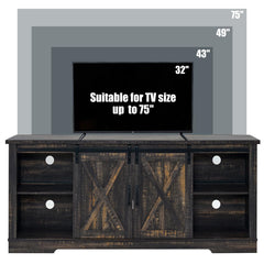 AMERLIFE 66" TV Stand for Living Room, Entertainment Center, Brown