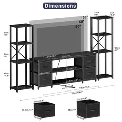 LED TV Stand Entertainment Center Bookshelf Combo with Charging Station