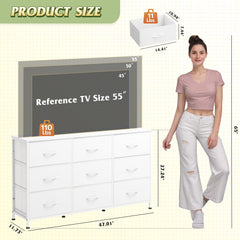 WLIVE Dresser TV Stand for 75 Inch TV, 9 Drawer Dresser for Bedroom, Black