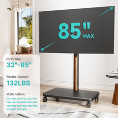 Pegzone TV Rolling Cart for 32-85 Inch LCD LED OLED Screen up to 132 Lbs