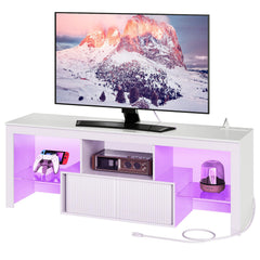CHOEZON LED TV Stand for 60 inch TVs, Media Entertainment Center, White