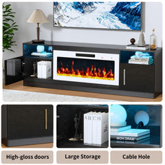 PRETZI Fireplace TV Stand with 36" Fireplace Up to 80" TVs for Living Room