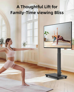 Motorized Rolling TV Stand on Wheels for 32-75 Inch TVs/Screens