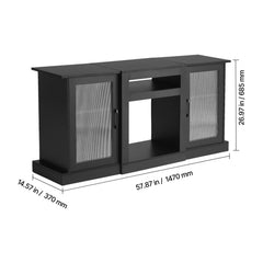 VEVOR TV Stand for 65 in TVs Farmhouse Entertainment Center with Light Strip Gray/Black