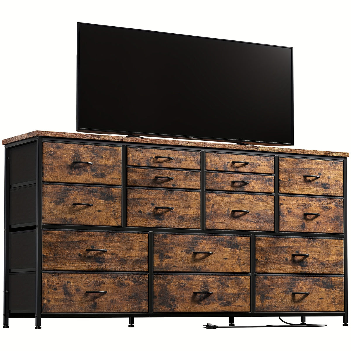 TV Stand Dresser for 60" TV Stand with Charging Station TV Stands for Living Room Long Dresser for Bedroom TV Stand with 16 Drawers Storage TV Stand for Bedroom Dresser 51.1''W X 11.8''D X 34.8''H