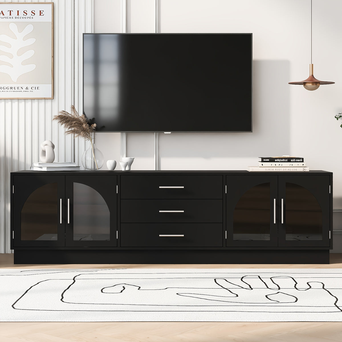 68.9" Modern Minimalist TV Stand for Tvs Up to 75 Inches, Entertainment Center Media Console Cabinet with Adjustable Shelves for Living Room
