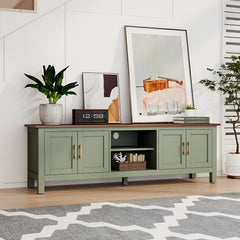 63 Inch TV Stand for TVs Up to 75", Farmhouse Entertainment Center with Storage, Wood TV Console with Cabinet, Under TV Cabinet for Living Room