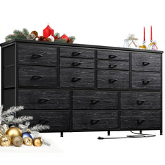 Dresser TV Stand with Power Outlet TV Stands for Living Room Dresser for Bedroom with 16 Drawers for 60" TV Stand with Storage TV Stand for Bedroom Media TV Console Table 51.1''W*11.8''*34.8'', Storage Drawer Units