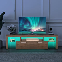 Contemporary LED TV Stand Measuring 63''/71'' Suitable for 55/65/75/80 Inch Televisions, Featuring a High Gloss End. This Media Console Table Serves As an Entertainment Center with Storage Drawers, Perfect for Your Living Room, Game Room