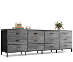 Huuger 70 Inch Dresser for Bedroom, TV Stand for 65, 75, 80 Inch TV, 12 Fabric Drawer Long Dresser, Large Entertainment Center for Bedroom, Wide Chest of Drawer with Storage, Rustic Brown