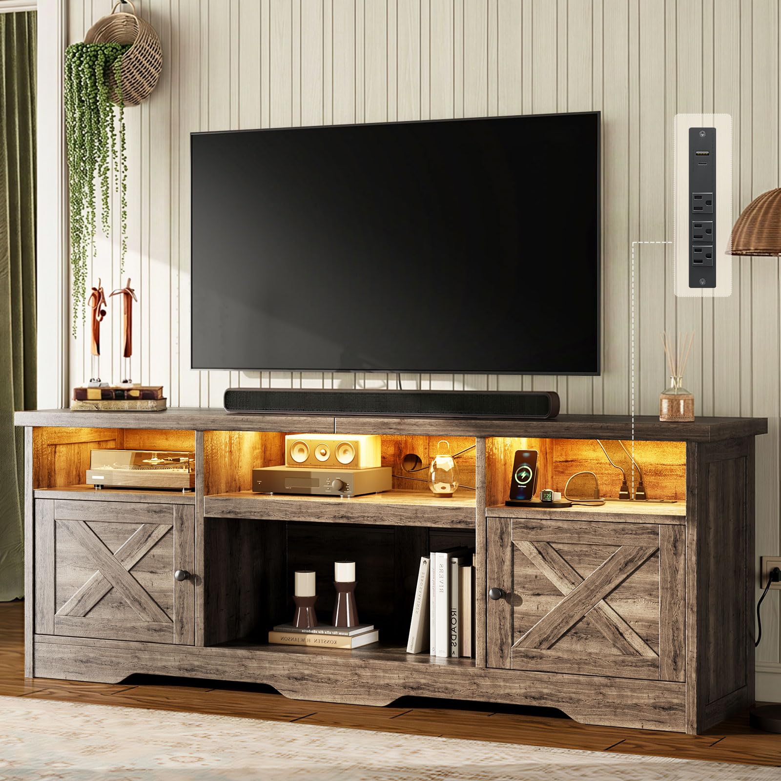 Casaottima TV Stand for 65 Inch TV, Entertainment Center, White