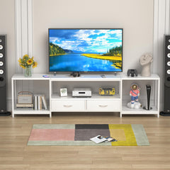 GYIIYUO TV Stand with Fabric Drawer - Entertainment Center and Industrial TV Console Table with Open Storage Shelves for Living Room, Bedroom - 55.1" Rustic Brown