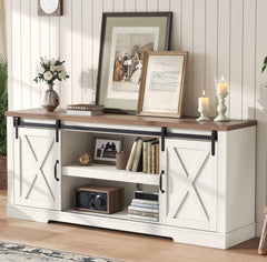 AMERLIFE 66" TV Stand for Living Room, Entertainment Center, Brown
