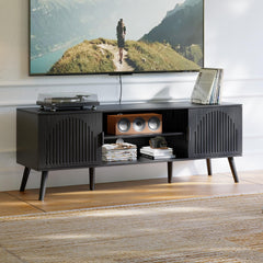 ChooChoo TV Stand with Open Shelves for 65 Inch TVs, Mid Century