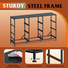 WLIVE Dresser TV Stand for 75 Inch TV, 9 Drawer Dresser for Bedroom, Black