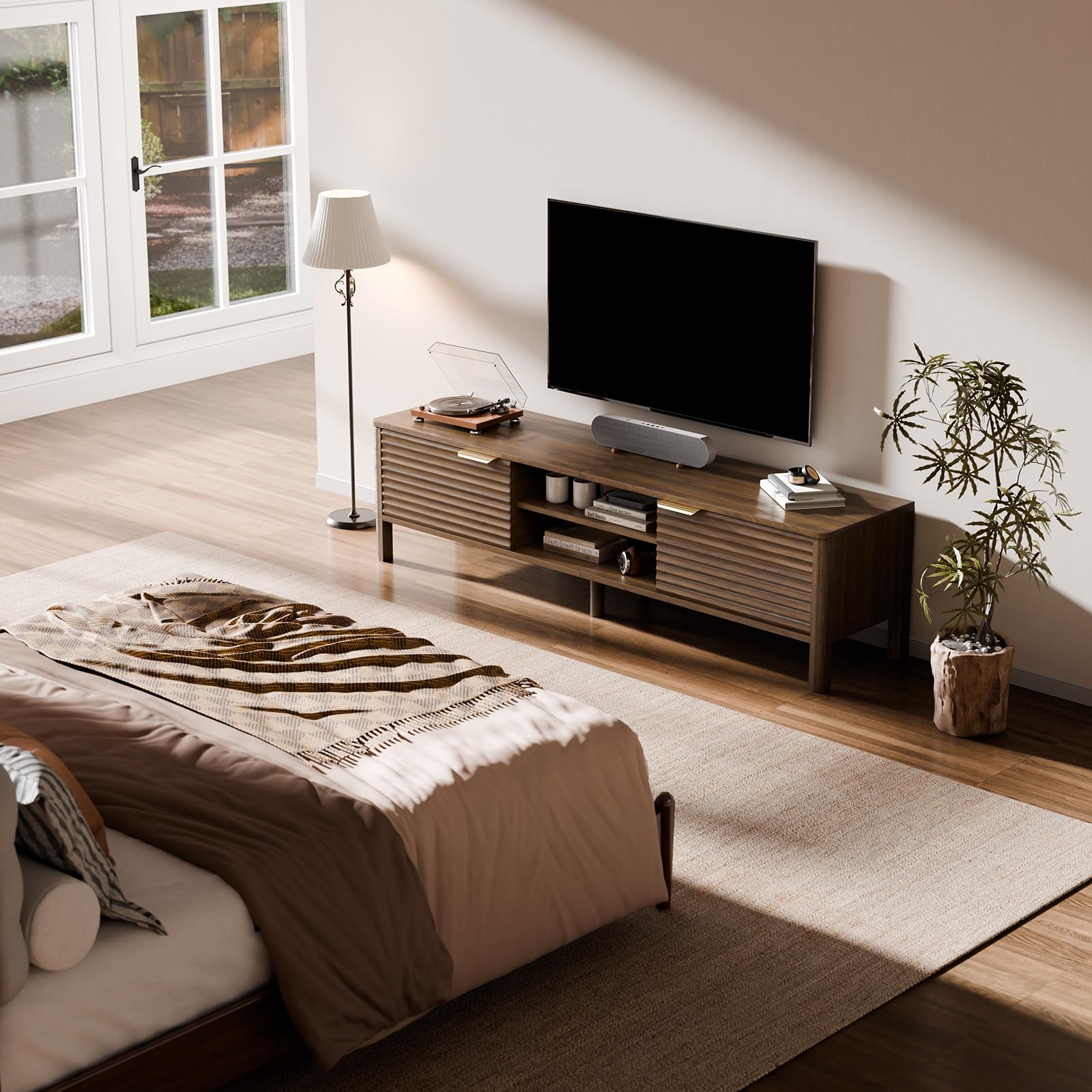 TV Stand for Living Room up to 65 Inch TVs Entertainment Center Oak 59"