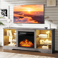 PRETZI Fireplace TV Stand with 36" Fireplace Up to 80" TVs for Living Room