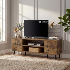 YESHOMY Mid-Century Modern TV Stand, 58 Inch, Light Grey