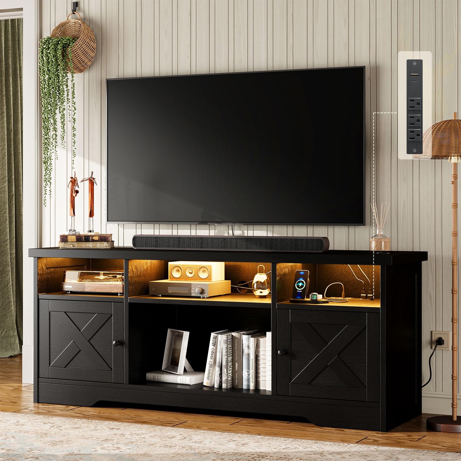 Casaottima TV Stand for 65 Inch TV, Entertainment Center, White