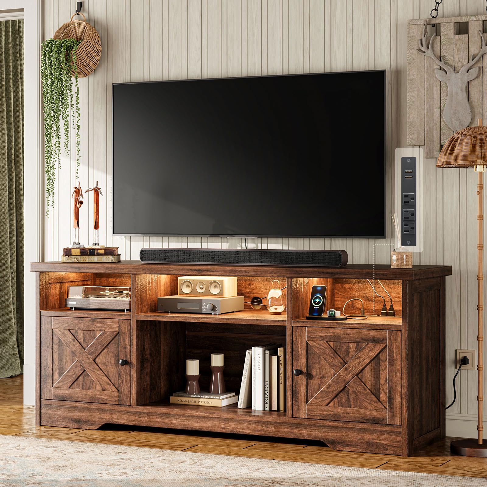 Casaottima TV Stand for 65 Inch TV, Entertainment Center, White