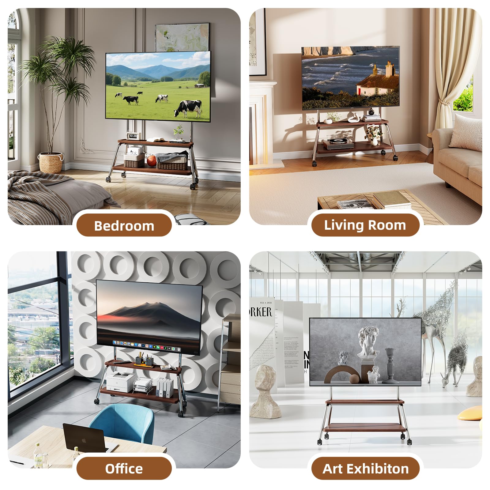 BEISHI Mobile TV Stand on Wheels for 32-75 Inch TVs