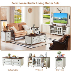 RWYHG Farmhouse TV Stand for 60 in TV, Entertainment Center for Living Room