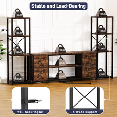 LED TV Stand Entertainment Center Bookshelf Combo with Charging Station