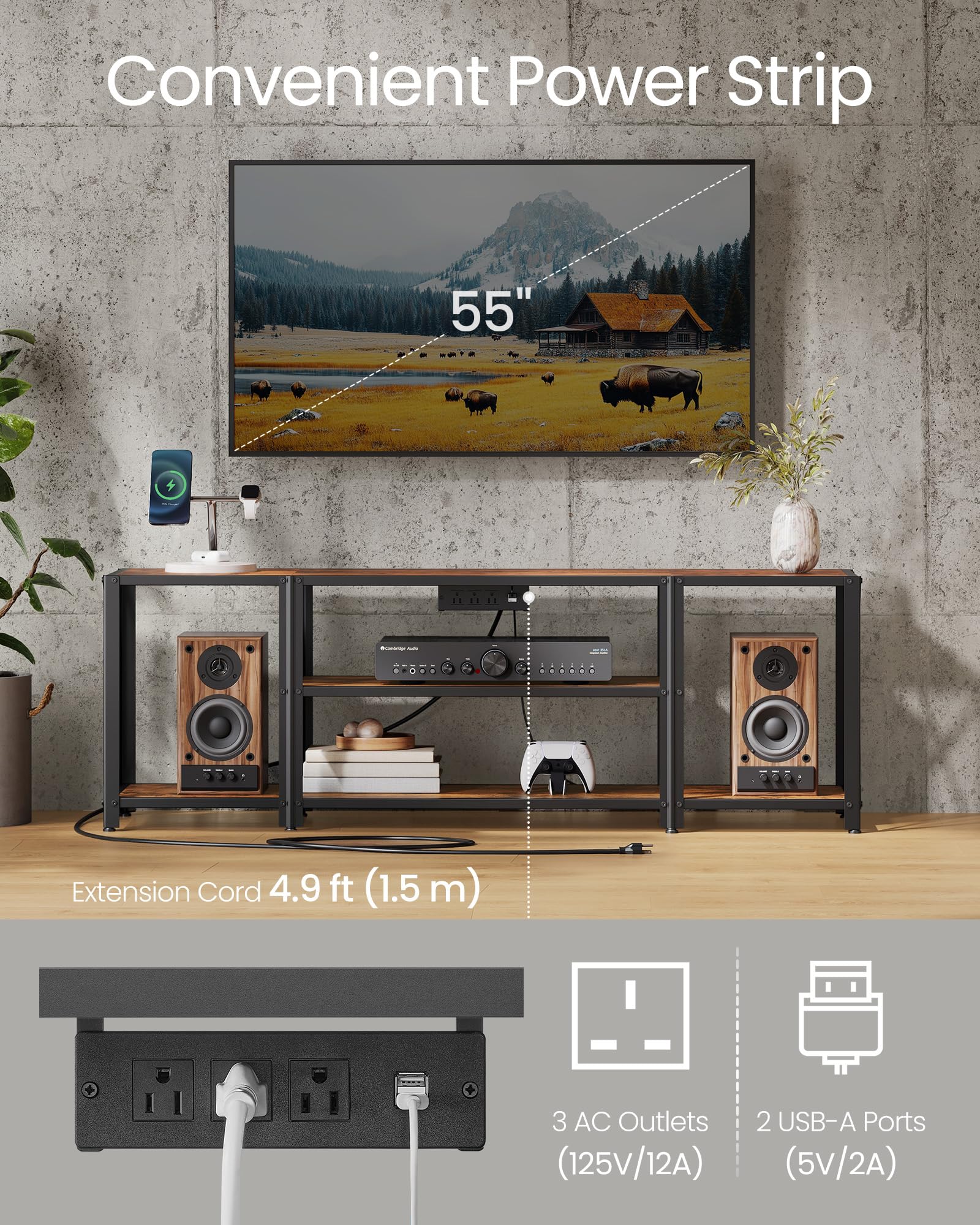 VASAGLE Farmhouse TV Stand for TVs up to 65 Inches, Entertainment Center with Storage Cabinets and Sliding Barn Doors, Media Console Table for Living Room, Honey Brown ULTV535K101