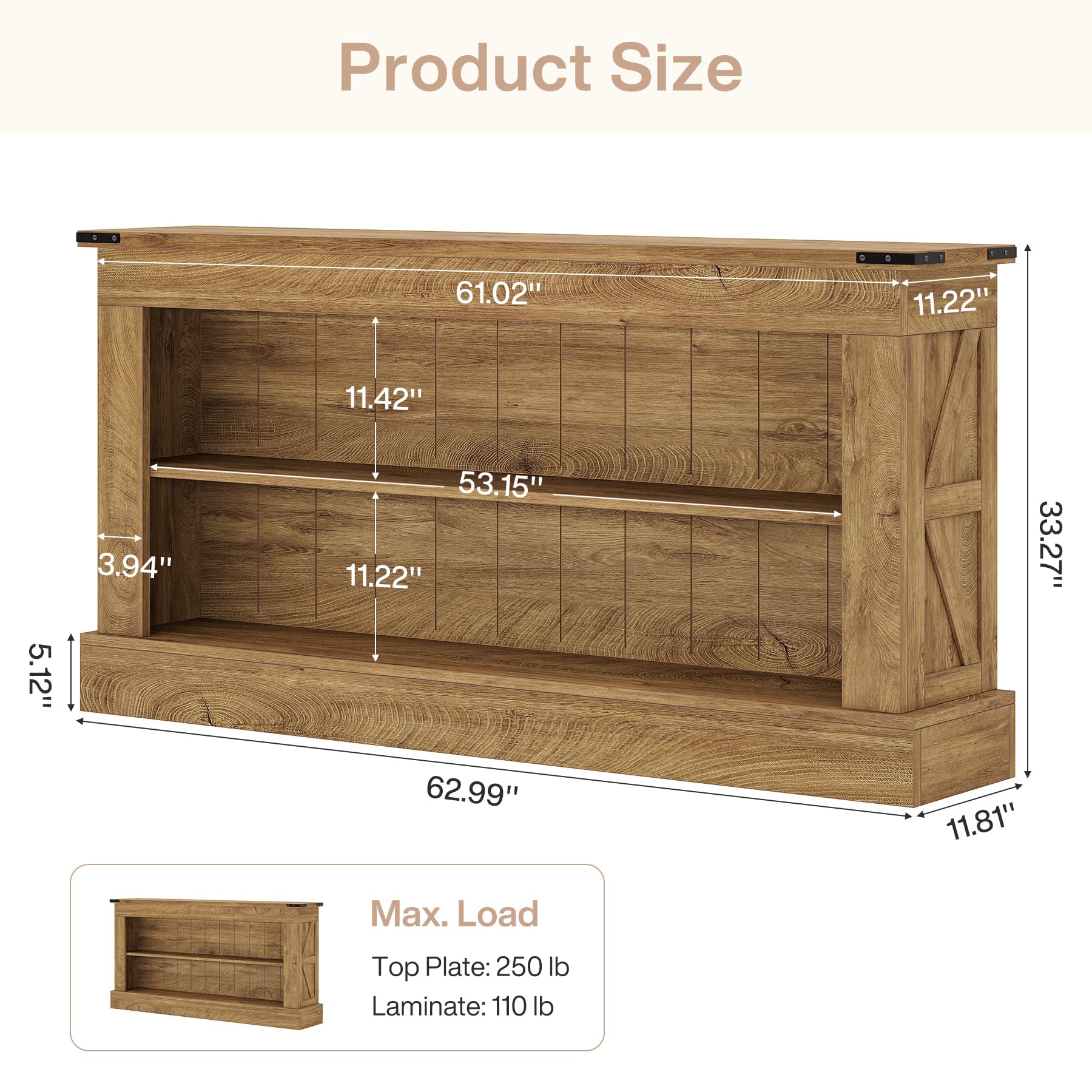 Tribesigns TV Stand, Farmhouse TV Stand for 50-70 Inches TVs