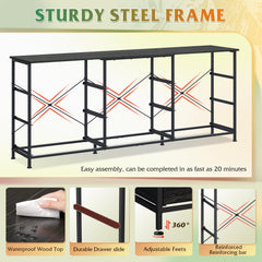 WLIVE Dresser TV Stand for 75 Inch TV, 9 Drawer Dresser for Bedroom, Black