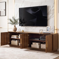 YITAHOME 70" Mid Century Modern TV Stand for 80 Inch TV, Storage, Walnut