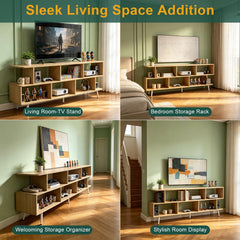 ACOHOOK Walnut 60" Mid-Century TV Stand with Storage Open Shelf