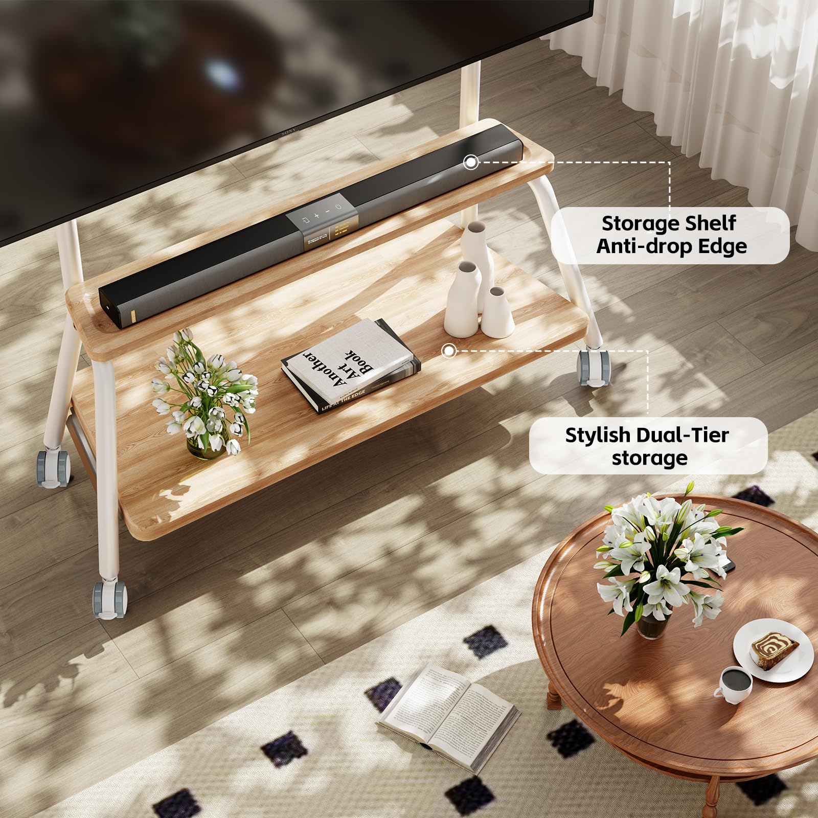 BEISHI Mobile TV Stand on Wheels for 32-75 Inch TVs