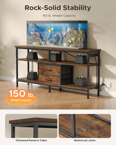 Lazzanto 63in TV Stand for 55-75in TVs, LED Lights, Charging Station, Black