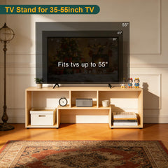 ACOHOOK Walnut 60" Mid-Century TV Stand with Storage Open Shelf
