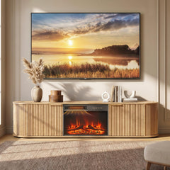 CHITA 70" Fluted TV Stands TV Console with Drawers for TVs Up to 80",Walnut