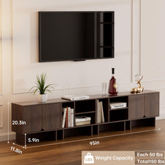 Modular TV Stand for Up to 100 Inch TV, Walnut Entertainment Center