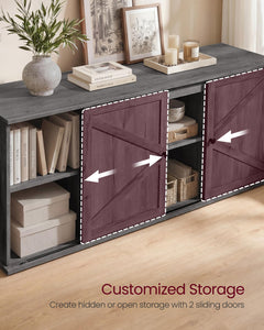 VASAGLE Farmhouse TV Stand for TVs up to 65 Inches, Entertainment Center with Storage Cabinets and Sliding Barn Doors, Media Console Table for Living Room, Honey Brown ULTV535K101