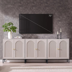 IFBUY 92.63" W Mid Century Modern TV Stands for Living Room, Brown
