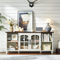 RWYHG Farmhouse TV Stand for 60 in TV, Entertainment Center for Living Room