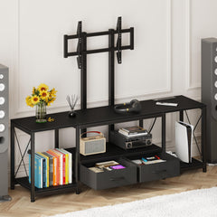 GYIIYUO LED TV Stand with Mount and Power Outlet & Fabric Drawers for 32-85 Inches TV - Entertainment Center and Corner Tv Stand for Living Room, Bedroom- 47" Rustic Brown (Max VESA 600mm × 400mm