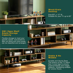 ACOHOOK Walnut 60" Mid-Century TV Stand with Storage Open Shelf