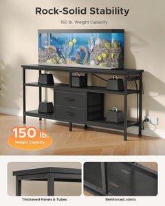Lazzanto 63in TV Stand for 55-75in TVs, LED Lights, Charging Station, Black