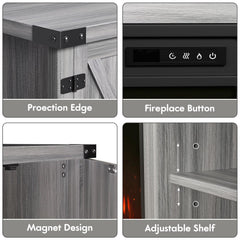 YESHOMY Modern Farmhouse TV Stand with Barn Door for 65 Inch TV, Gray Wash