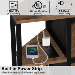 EXOTICA Corner TV Stand for 55" TV with Drawer & Power Outlet, Brown